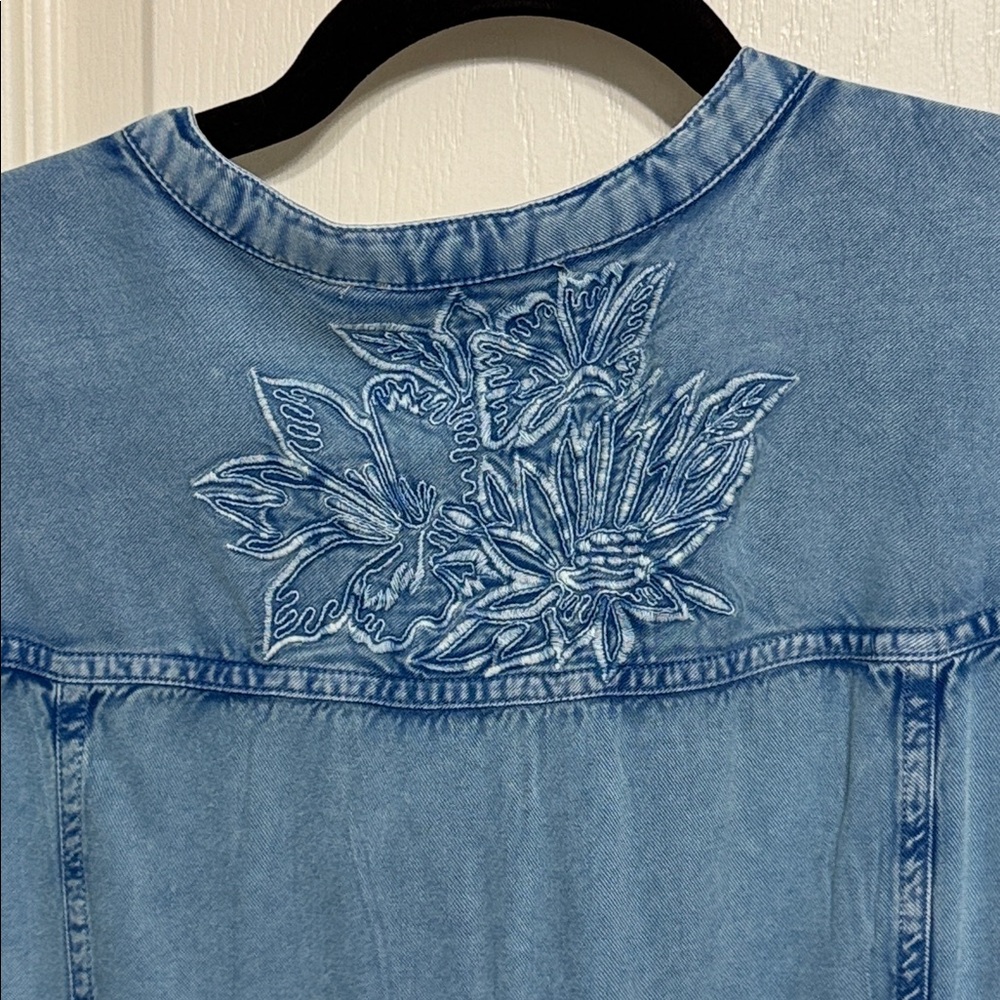 Soft Surroundings Blue Embroidered Button-Up Blouse - Picture 6 of 6